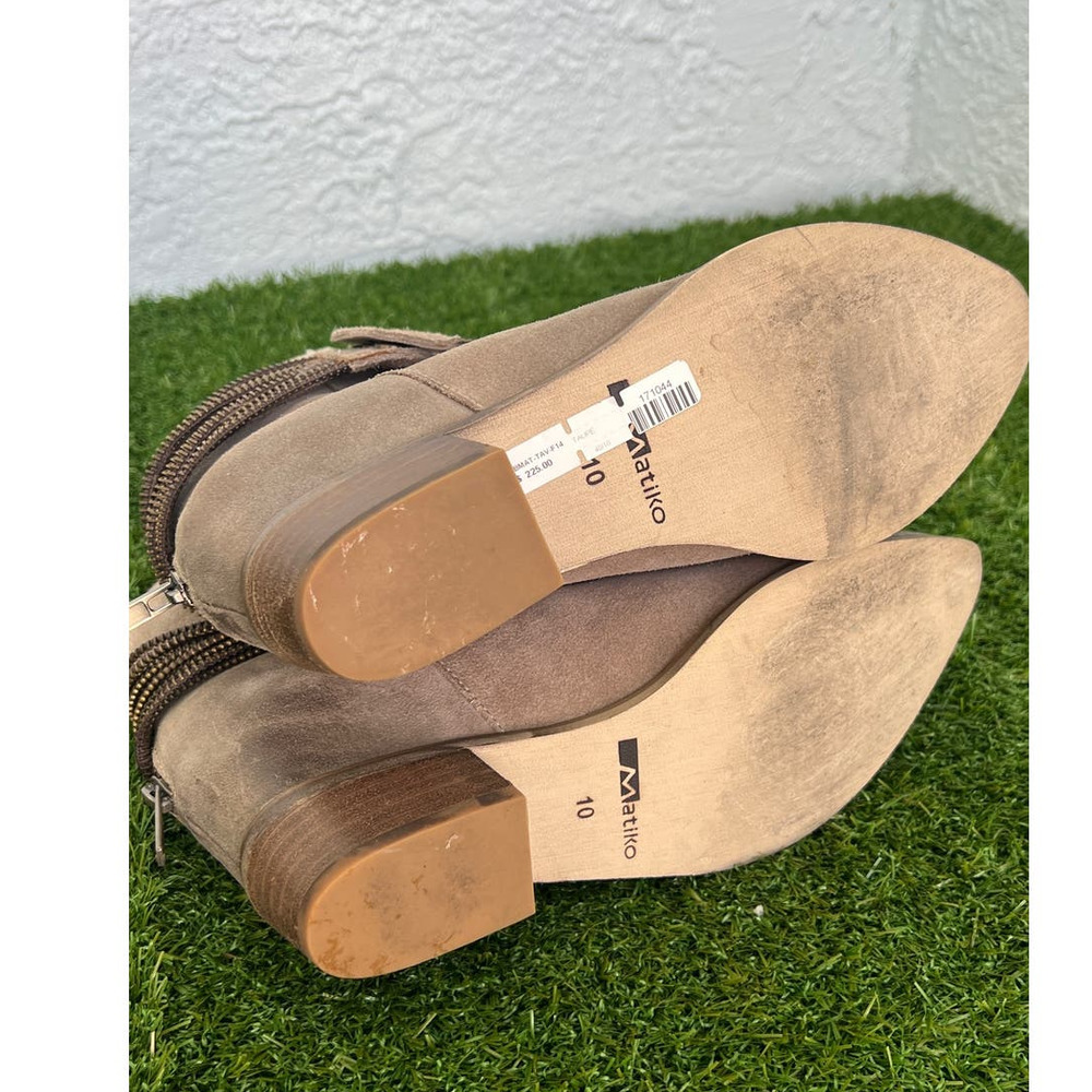 Matiko Tan Suede Western Inspired Short Boots - Size 10 with Straps - Picture 2 of 8